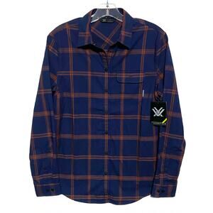 Vortex Blue Plaid Snap Button Shirt Womens S Gorpcore Outdoors Hiking Travel NWT